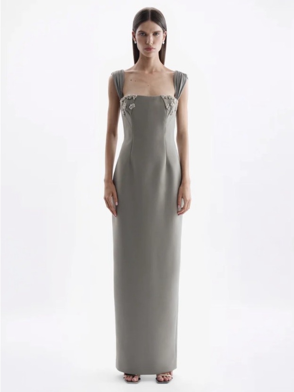 Rachel Gilbert Malia Square Neckline Embellished Column Maxi Gown AU8/US4 NWOT - Picture 4 of 9